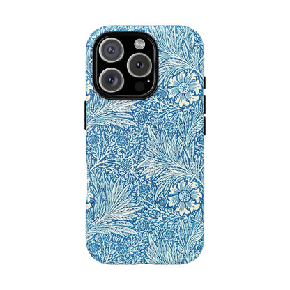 Stylish Phone Case, Tough Floral Phone Cover, Fashionable Tech Accessory, Gift for Her, Blue Flower Design