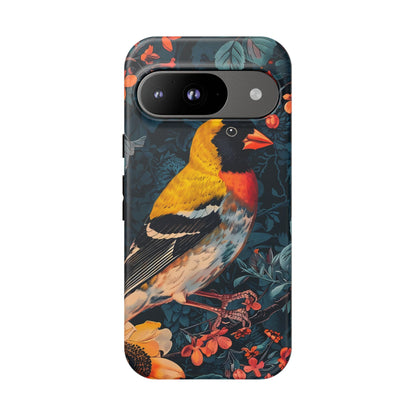 Colorful Bird Phone Case, Floral Phone Cover, Tough Phone Protector, Nature Lover Gift, Botanical Case, Unique Mobile Accessory