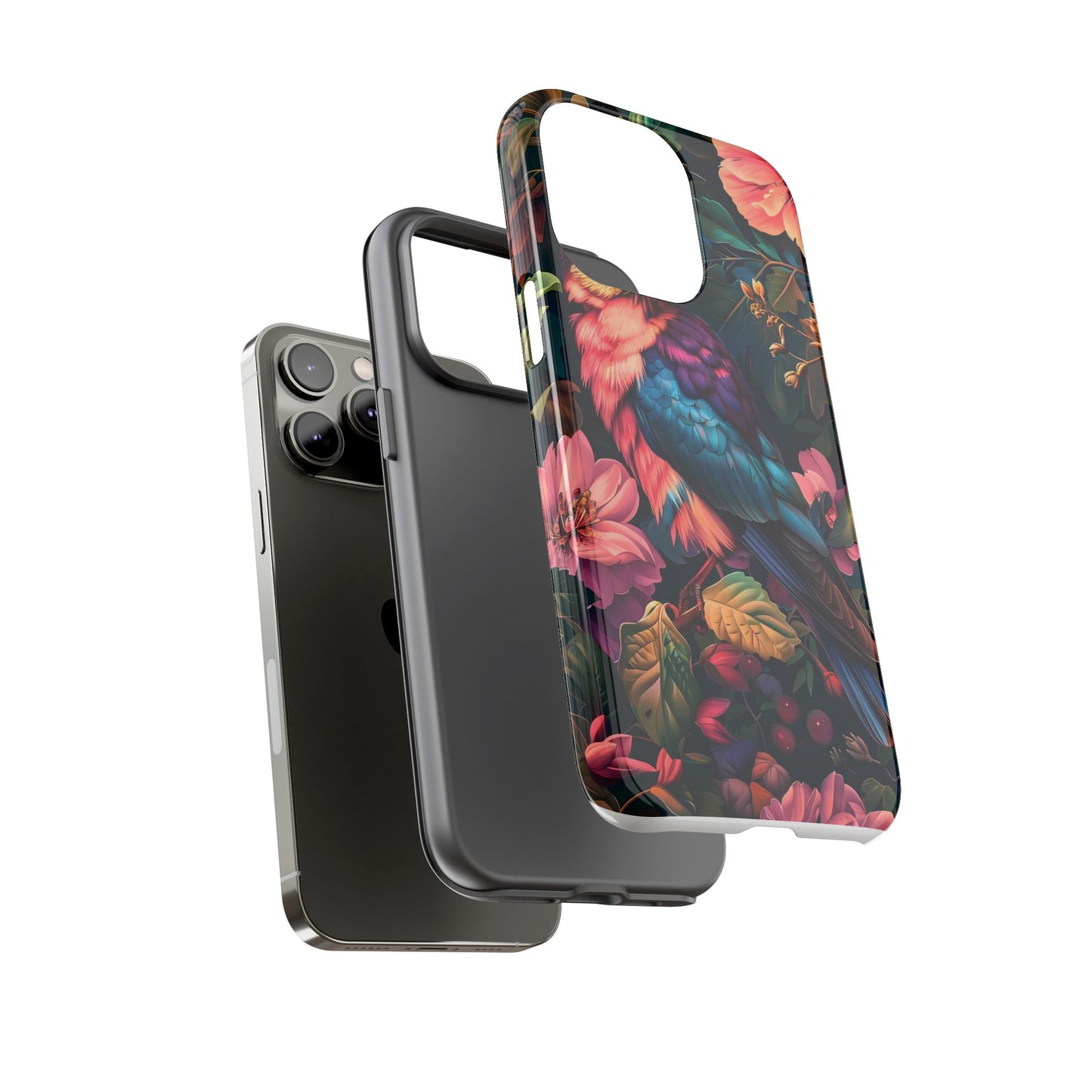 Tough Cases: Vibrant Tropical Bird Phone Case, Floral Smartphone Cover, Nature Lover Gift, Boho Phone Accessory, Cute Bird Case