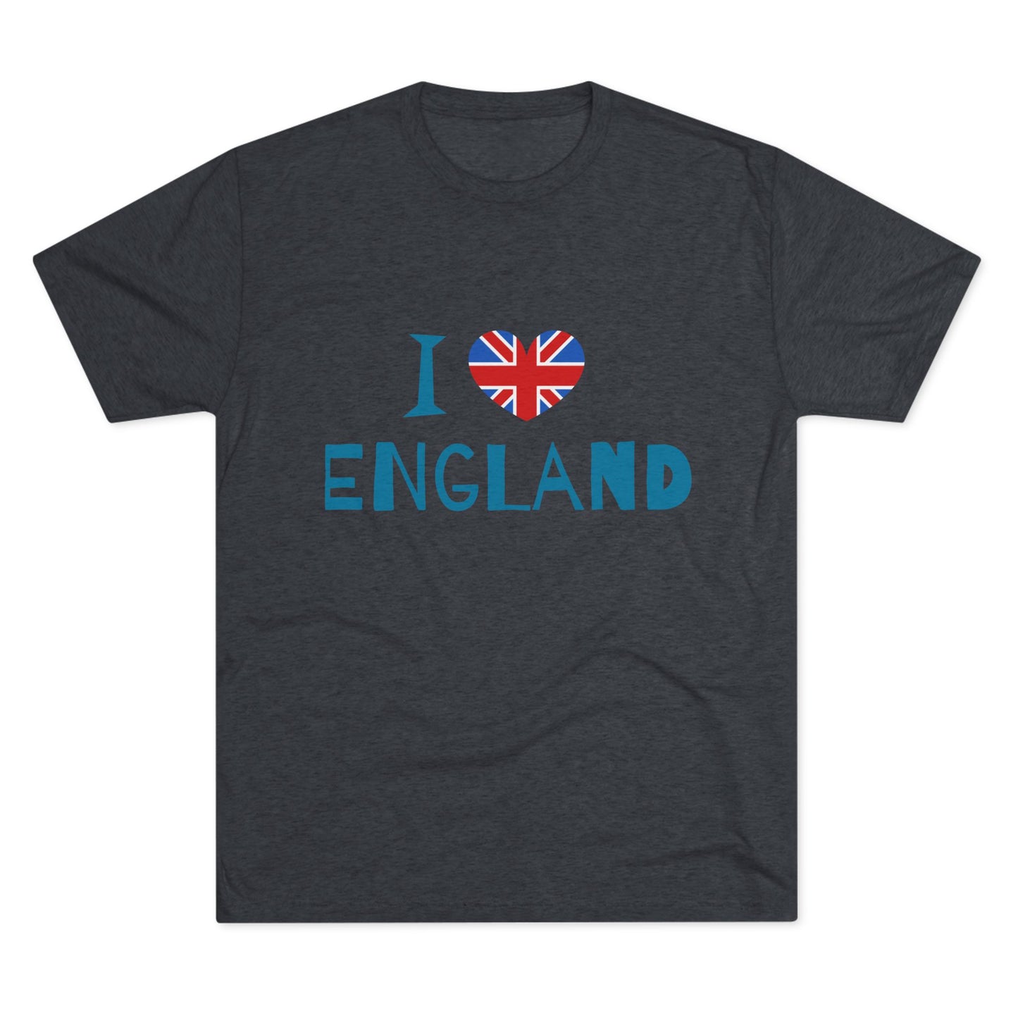 I Love England - Union Jack Heart Trendy Unisex Tri-Blend Crew Tee