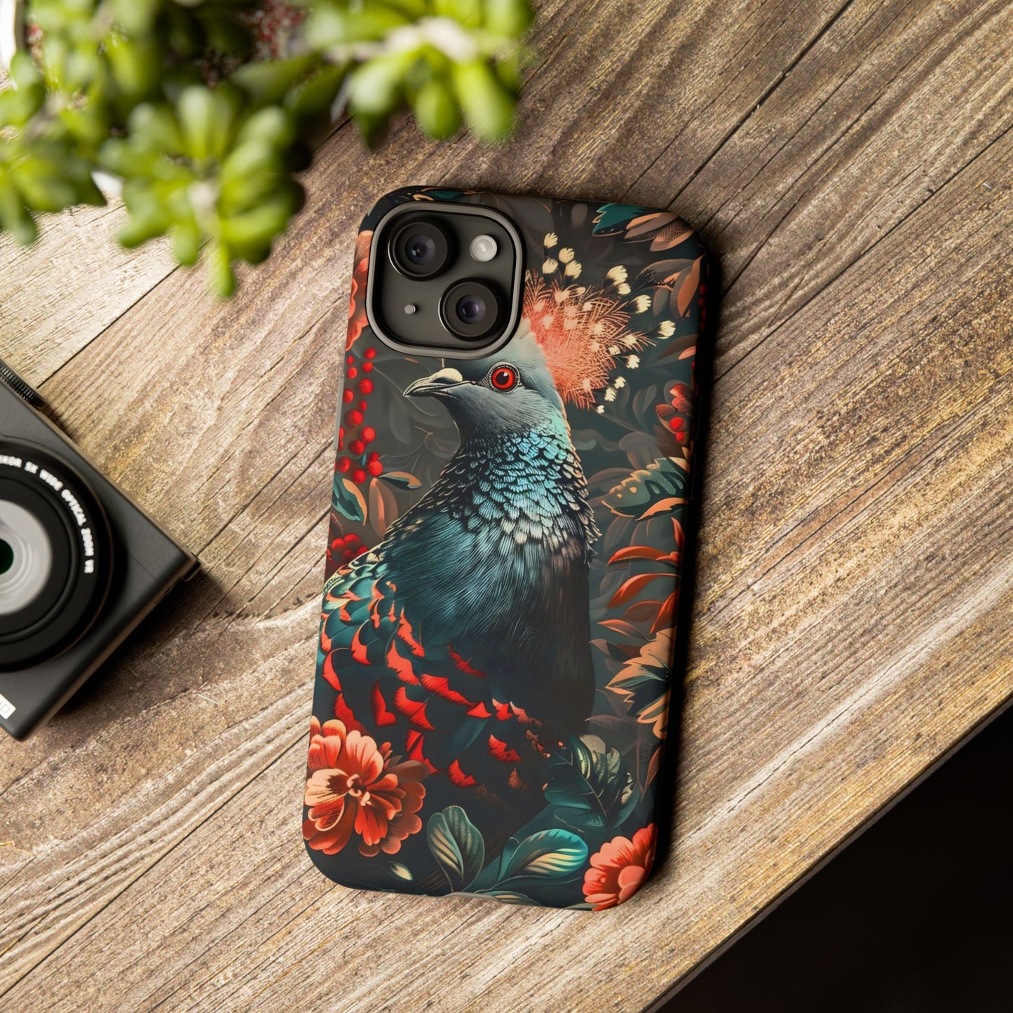 Floral Peacock Phone Case, Tough Cases, Artistic Phone Cover, Unique Gift, Nature Lover Accessory, Protective Case