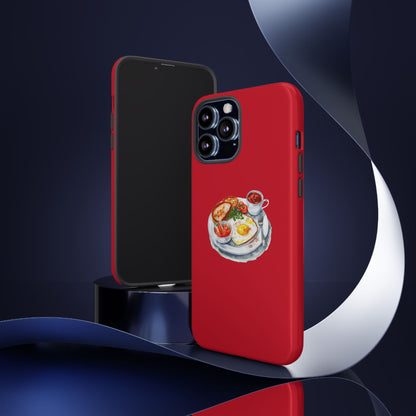 Breakfast-Inspired Phone Case, Tough Phone Covers, Foodie Gifts, Unique Accessories, Cute Kitchen Decor, Red Phone Case