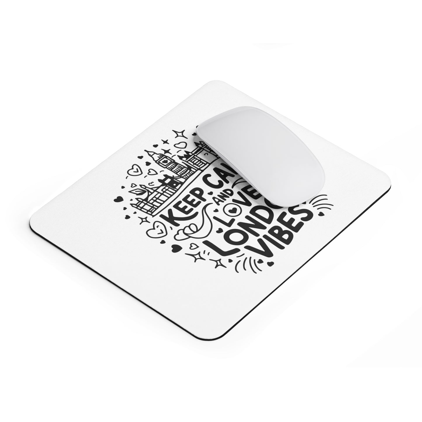 Keep Calm & Love London Vibes Mouse Pad, Office Decor, Gift for London Lovers, Computer Accessory, Home Office Essentials