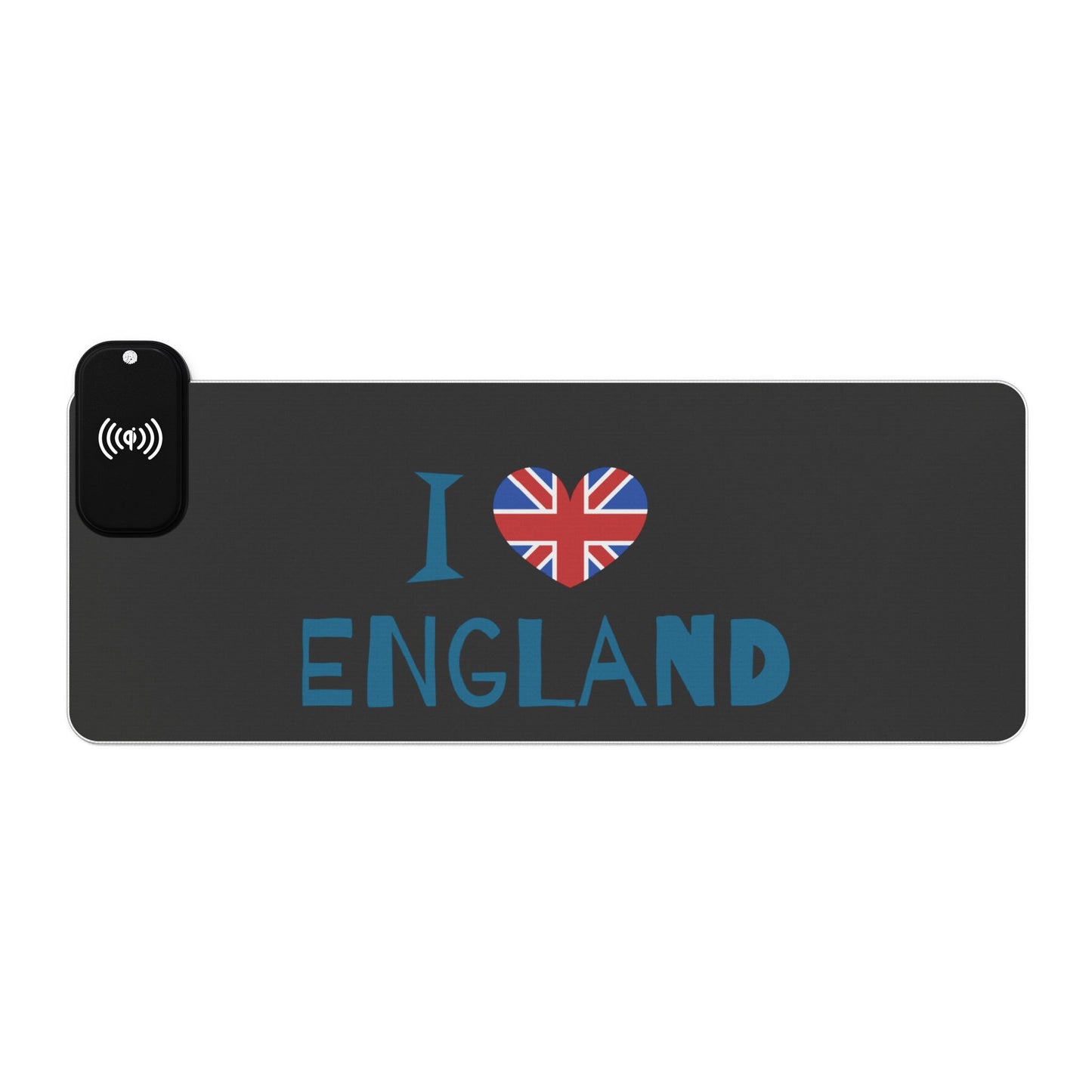I Love England Typography Design - LED Gaming Mouse Pad with Wireless Charging - I Love England Design, Gamer Gift, Desk Accessory, Unique Office Decor, Home Office Essentials