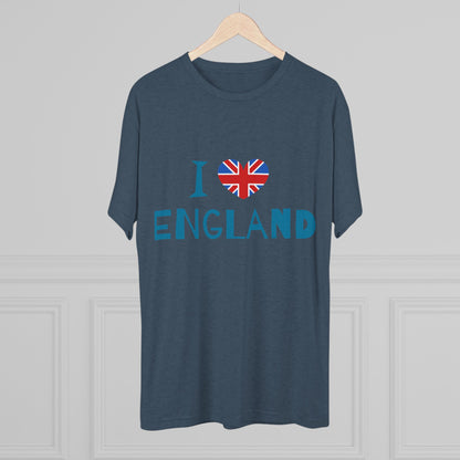 I Love England - Union Jack Heart Trendy Unisex Tri-Blend Crew Tee