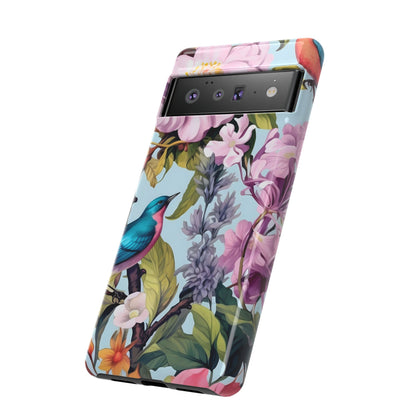 Floral Phone Case with Birds, Tough Cases for Nature Lovers, Stylish Phone Accessories, Unique Gifts for Her, Cute Tech Protector