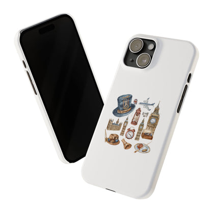 Vintage London-Inspired Slim Phone Cases, Trendy Protective Cover, Unique Gift, Travel Lovers, London Souvenir, Stylish Accessories