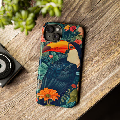 Tropical Toucan Phone Case - Cute Animal Design, Nature Lover Gift, Floral Pattern, Bird Lover Accessory, Summer Vibes