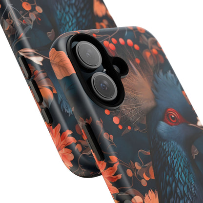 Vibrant Phone Case with Floral Peacock Design - Tough Cases, Artistic Phone Cover, Unique Gift for Nature Lovers, Stand Out Tech Accessory