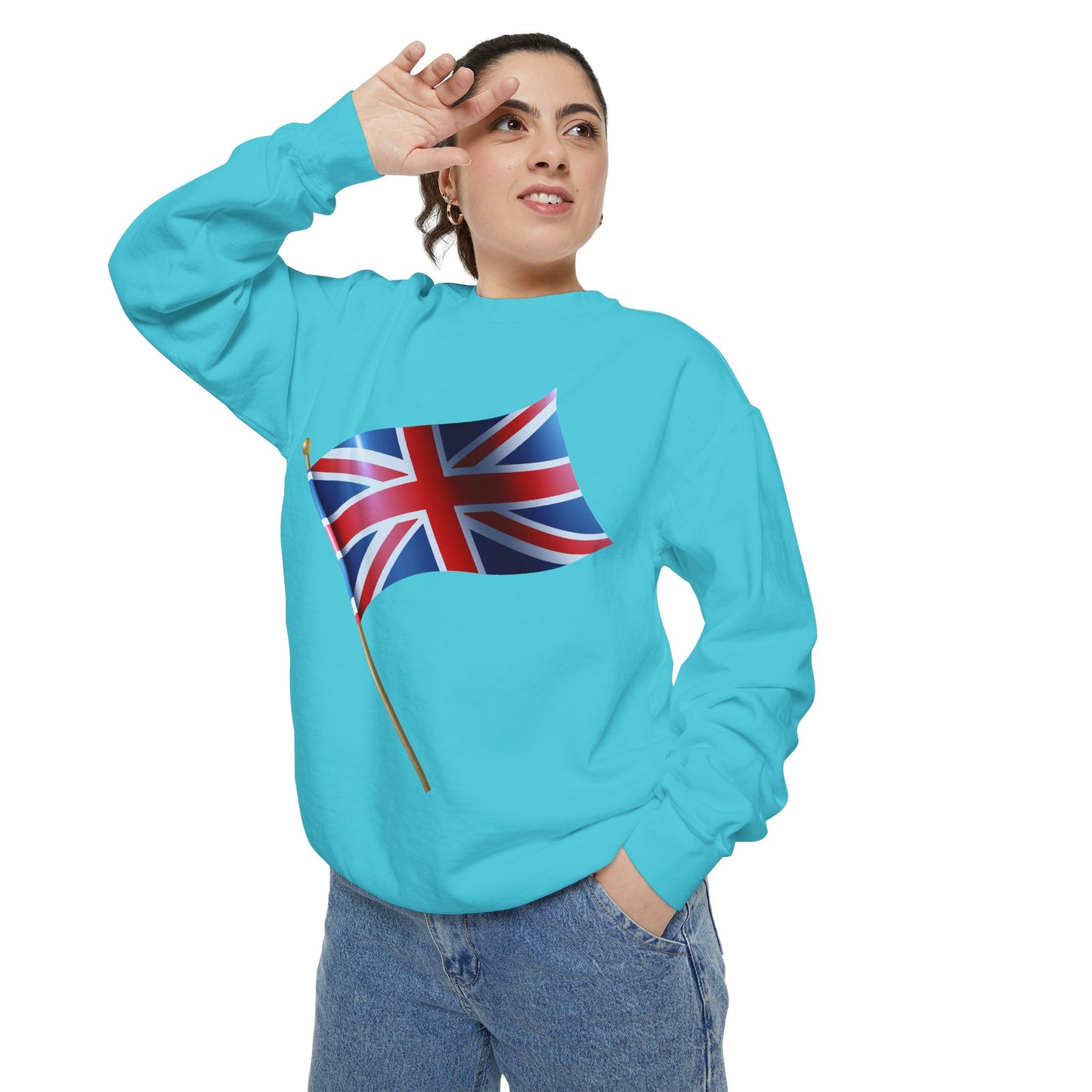 Unisex Garment-Dyed Sweatshirt - Classic UK Flag Design