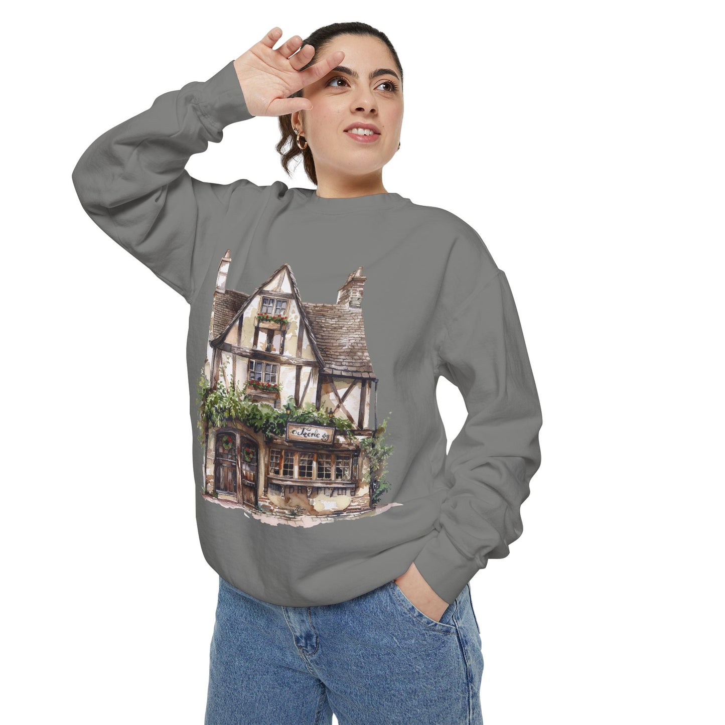Unisex Garment-Dyed Sweatshirt - British Village Houses