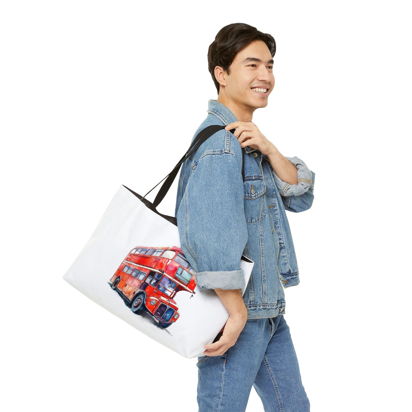 Red Double-Decker Bus Weekender Tote Bag, Travel Bag, Beach Bag, Gift for Travelers, Urban Chic Style, Adventure Companion