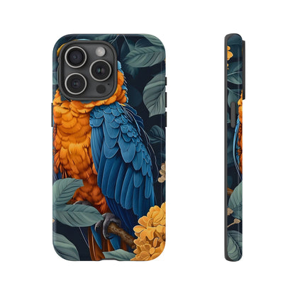 Tropical Parrot Phone Case - Tough Cases, Colorful Phone Cover, Nature Lover Gift, Floral Design, Bird Lover Accessory