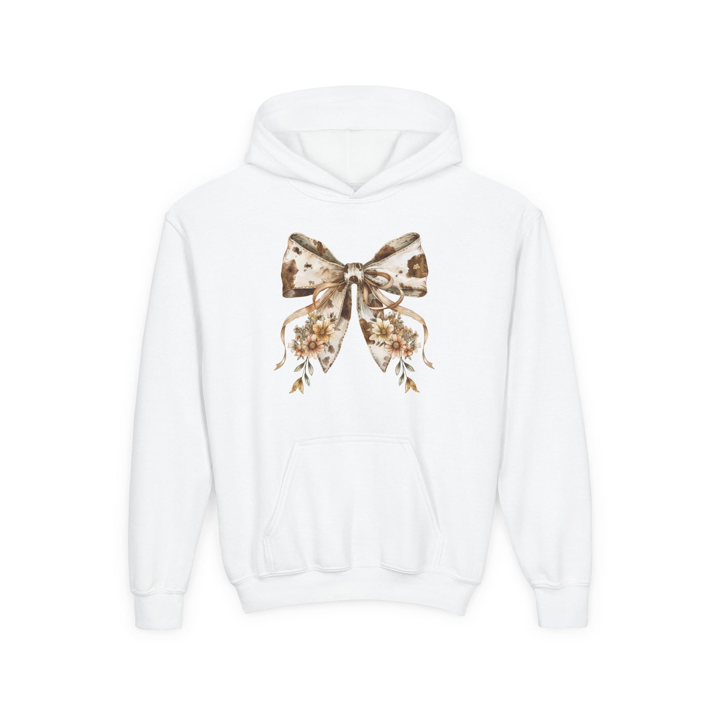 Floral Bow Youth Hoodie - Cute Floral Design for Kids