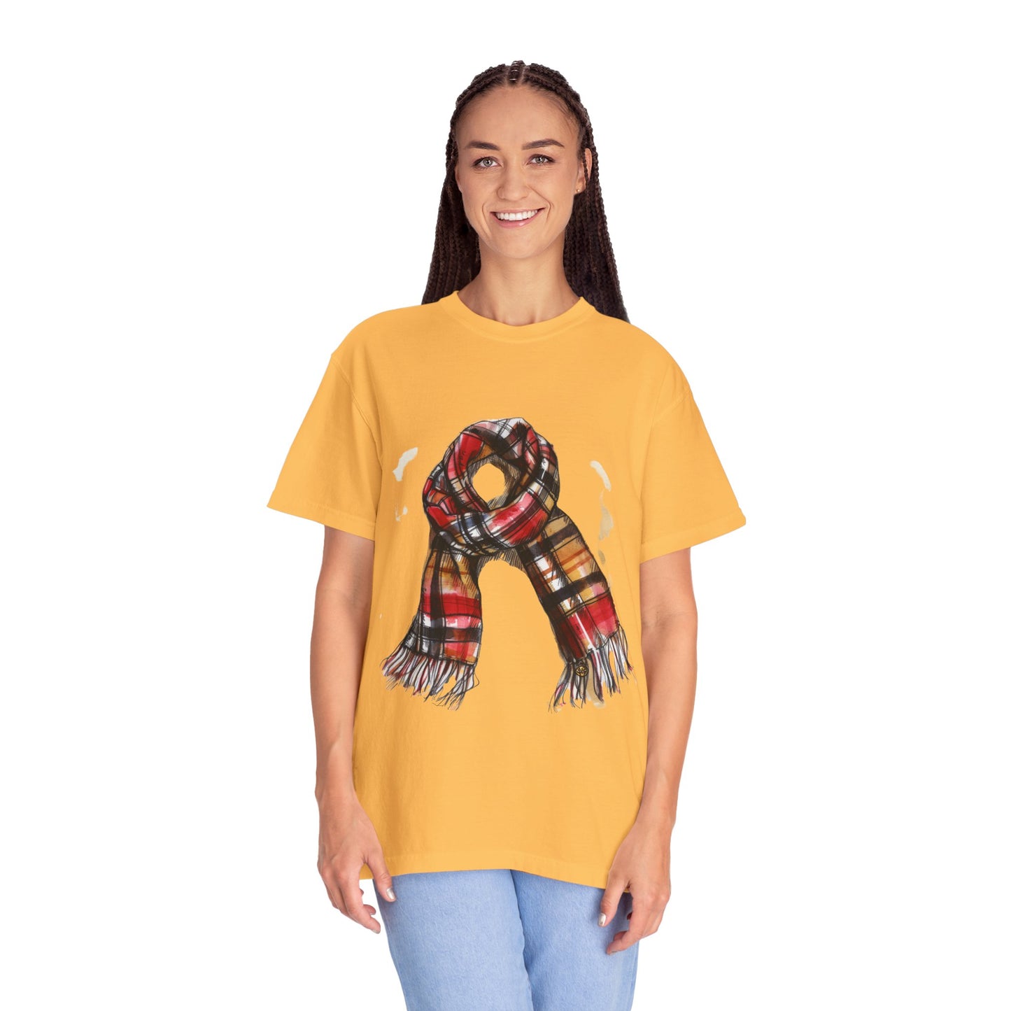 Unisex Garment-Dyed T-shirt - Classic British Plaid Scarf Design
