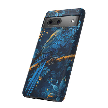 Tough Cases - Vibrant Blue Parrot Phone Case, Tropical Bird Phone Cover, Nature Lover Gift, Eco-Friendly Accessories, Unique Wildlife Decor