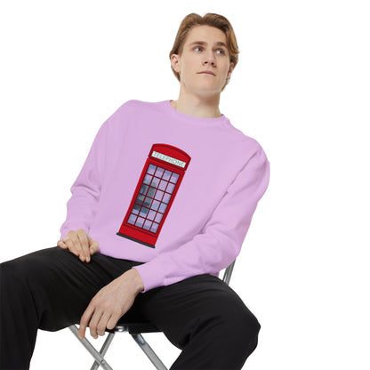 Unisex Garment-Dyed Sweatshirt Lightweight - Iconic British Public Telephone
