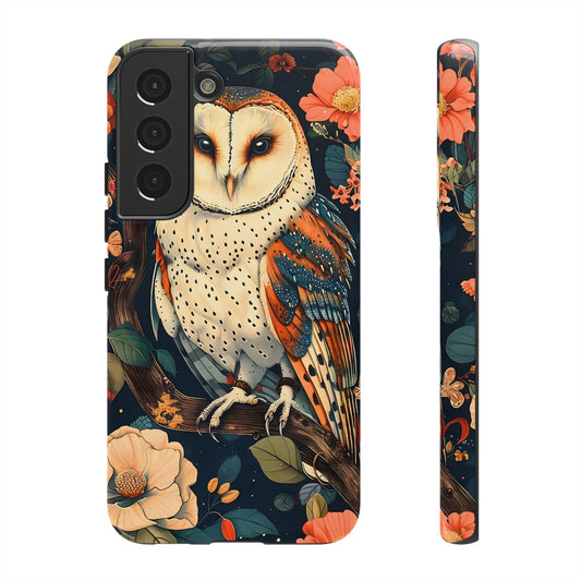 Owl Floral Phone Case - Tough Cases, Nature Lover Gift, Cute Protection, Floral Design, Bird Aesthetic, Animal Lover