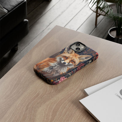 Fox Floral Phone Case, Tough Cases for Animal Lovers, Nature Themed Gift, Cute Phone Cover, Wild Fox Protector