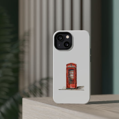 Red Telephone Booth Phone Case, Magnetic Tough Cases for Protection, Unique Gift for Phone Lovers, British Theme, Travel Accessory