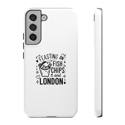 London Fish & Chips Phone Case, Tough Cases with Fun Design for Food Lovers, Unique Gift for Travelers, Cell Phone Accessories