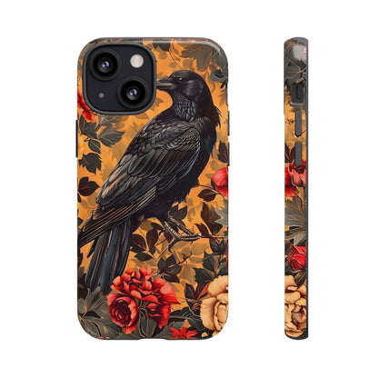 Raven Floral Phone Case - Tough Cases, Blackbird Decor, Gift for Nature Lovers, Bird Themed Accessories, Unique Phone Cover