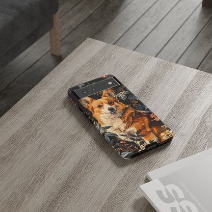 Corgi Floral Phone Case - Tough Cases for Dog Lovers, Cute Pet Accessories, Gift for Dog Owners, Floral Design, Personalized Tech Cover