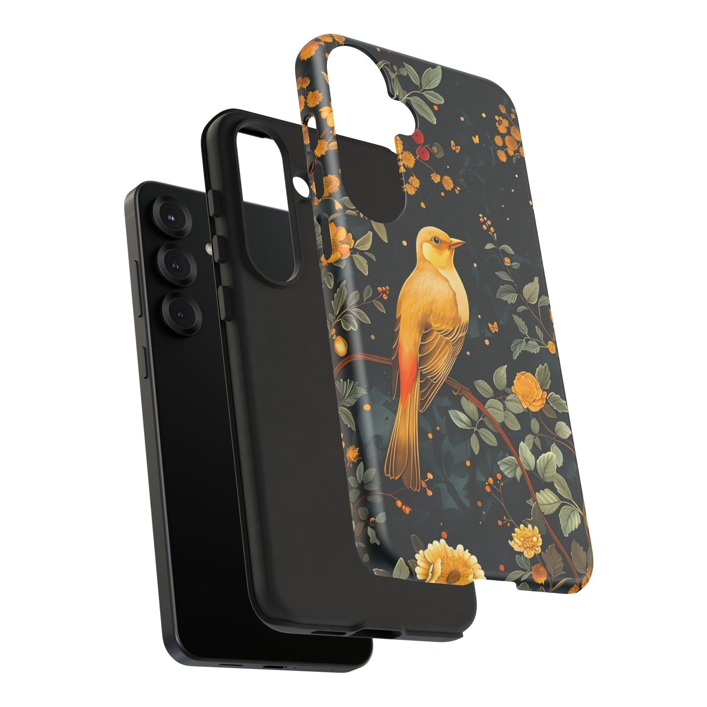 Floral Phone Case, Tough Cases with Bird Design, Nature Lover Gift, Stylish Protection, Birthday Present, Floral Phone Cover