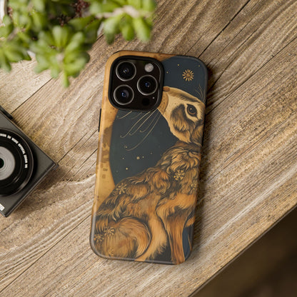 Artistic Phone Case with Celestial Hare Design, Tough Cases, Unique Gifts, Nature Lovers, Phone Accessories, Bohemian Style