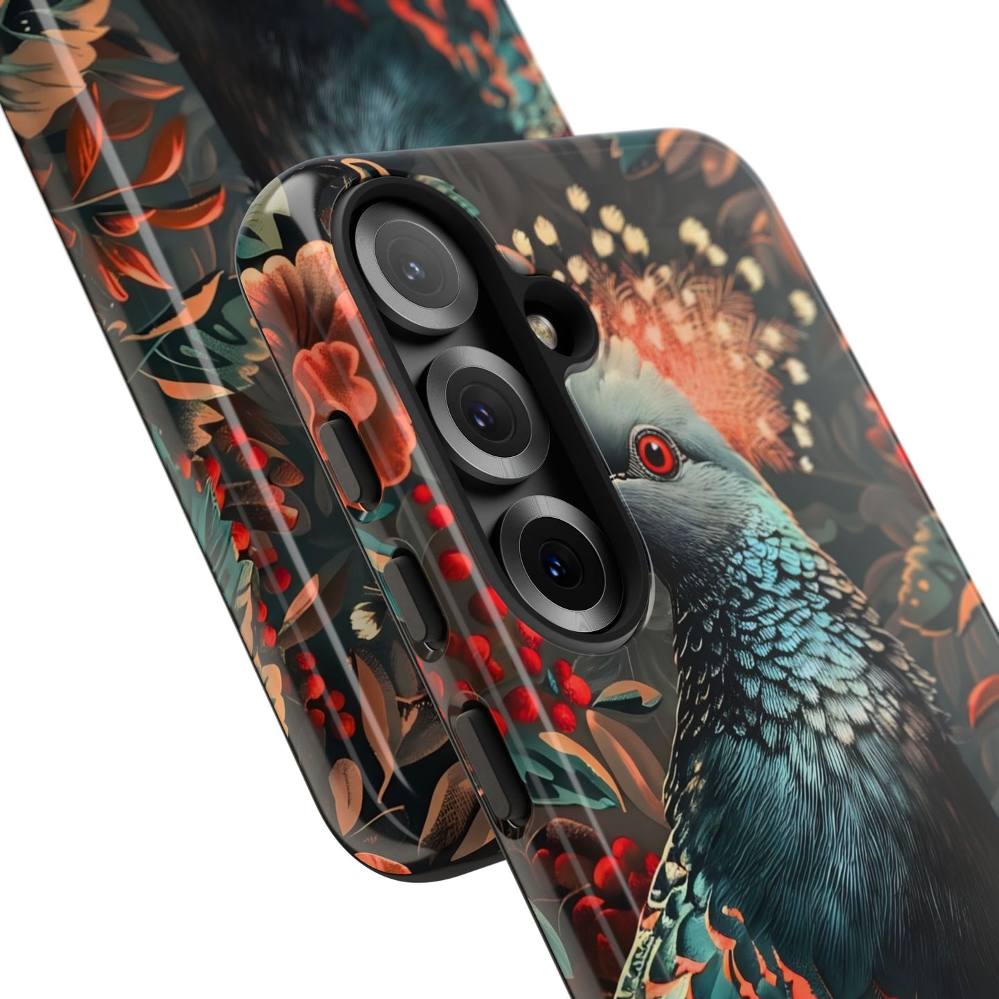 Floral Peacock Phone Case, Tough Cases, Artistic Phone Cover, Unique Gift, Nature Lover Accessory, Protective Case