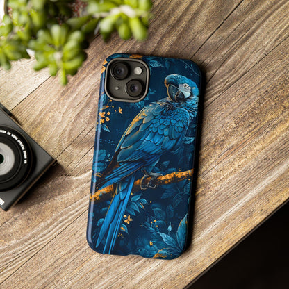 Tough Cases - Vibrant Blue Parrot Phone Case, Tropical Bird Phone Cover, Nature Lover Gift, Eco-Friendly Accessories, Unique Wildlife Decor