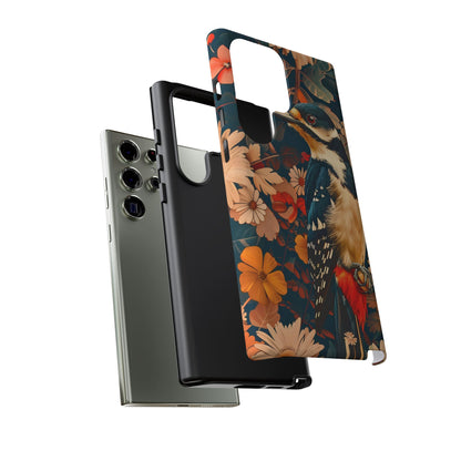 Artistic Bird Phone Case, Unique Tough Cases for Nature Lovers, Floral Design, Cute Gift, Customized Phone Accessories