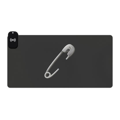 Silver Safety Pin - LED Wireless Gaming Mouse Pad with Charging Feature - Perfect for Gamers, Desk Accessories, Tech Gifts, Gaming Setup