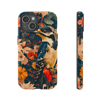 Artistic Bird Phone Case, Unique Tough Cases for Nature Lovers, Floral Design, Cute Gift, Customized Phone Accessories