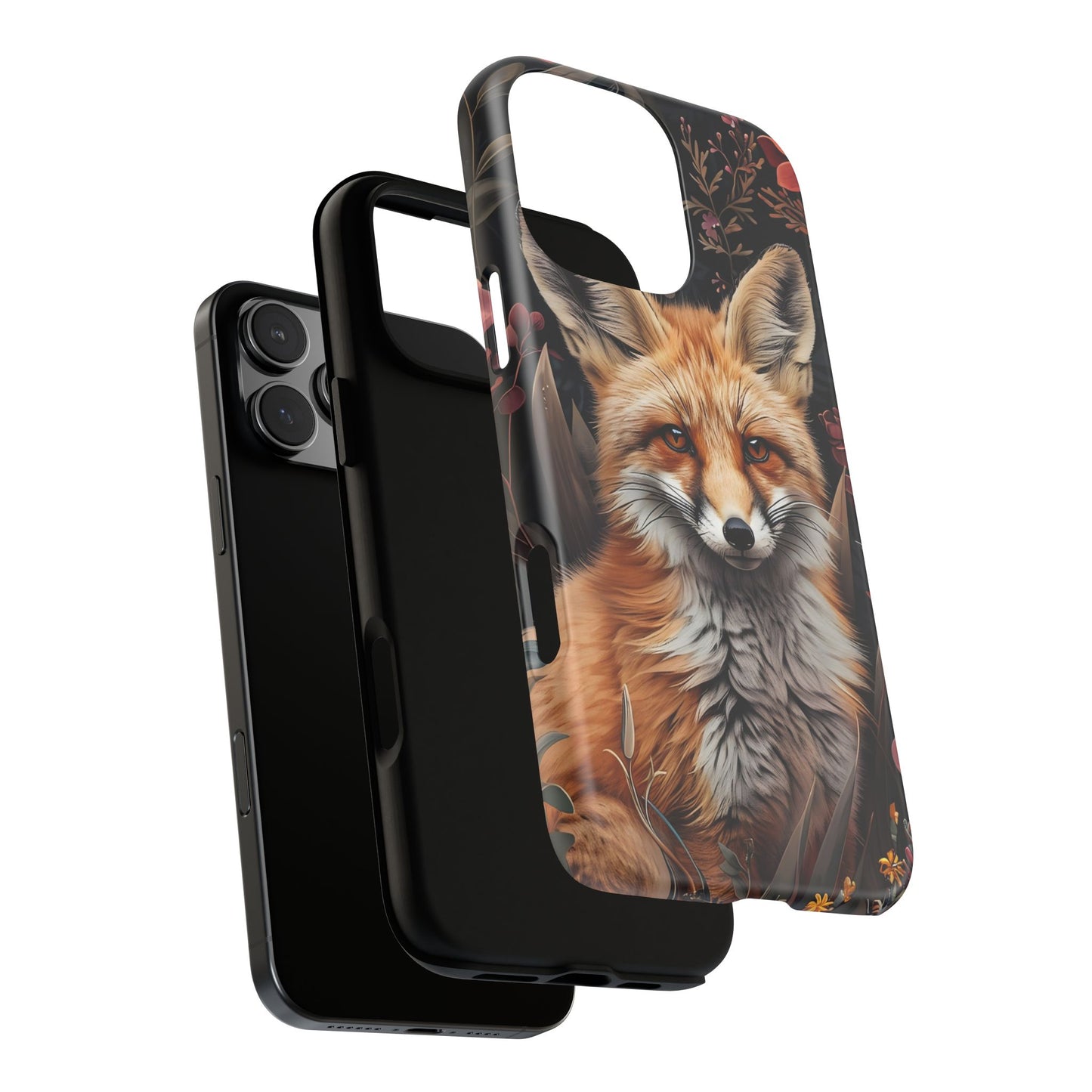 Fox Floral Phone Case, Tough Cases for Animal Lovers, Nature Themed Gift, Cute Phone Cover, Wild Fox Protector