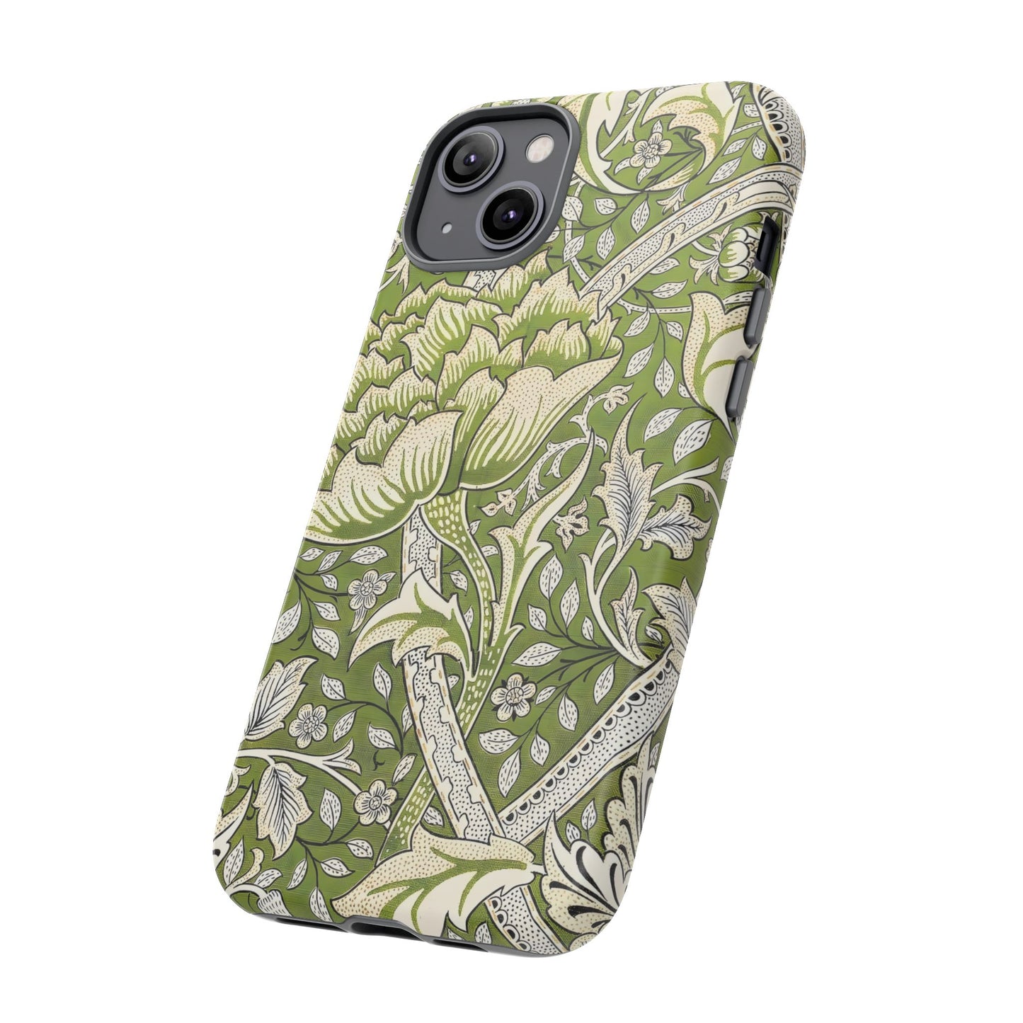 Stylish Phone Case with Floral Design, Durable Protective Cover for iPhone, Unique Gift for Birthdays, Mother's Day, Green Aesthetic
