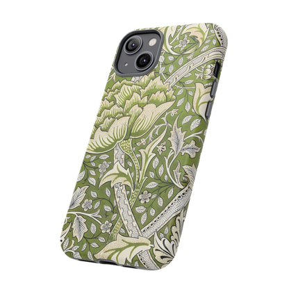 Stylish Phone Case with Floral Design, Durable Protective Cover for iPhone, Unique Gift for Birthdays, Mother's Day, Green Aesthetic