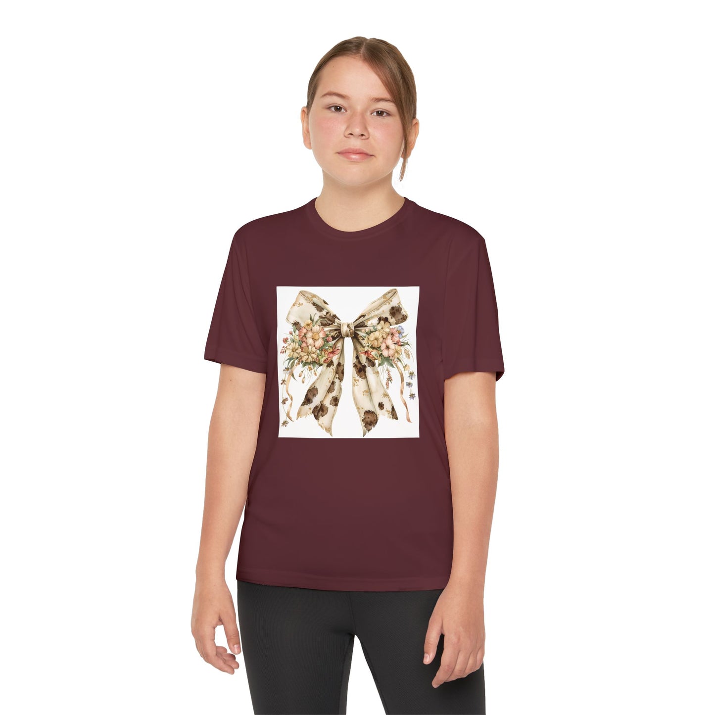 Floral Bow Youth Tee - Stylish Competitor Shirt for Kids
