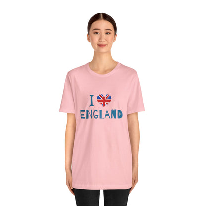 Unisex Jersey Short Sleeve Tee - I Love England - Union Jack Heart Design