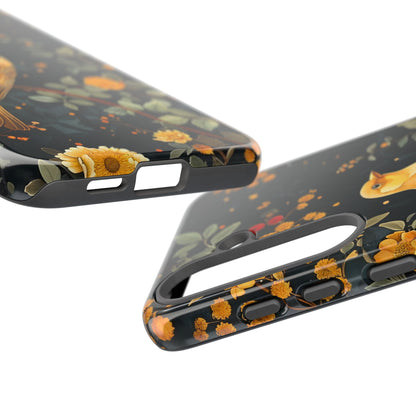 Floral Phone Case, Tough Cases with Bird Design, Nature Lover Gift, Stylish Protection, Birthday Present, Floral Phone Cover