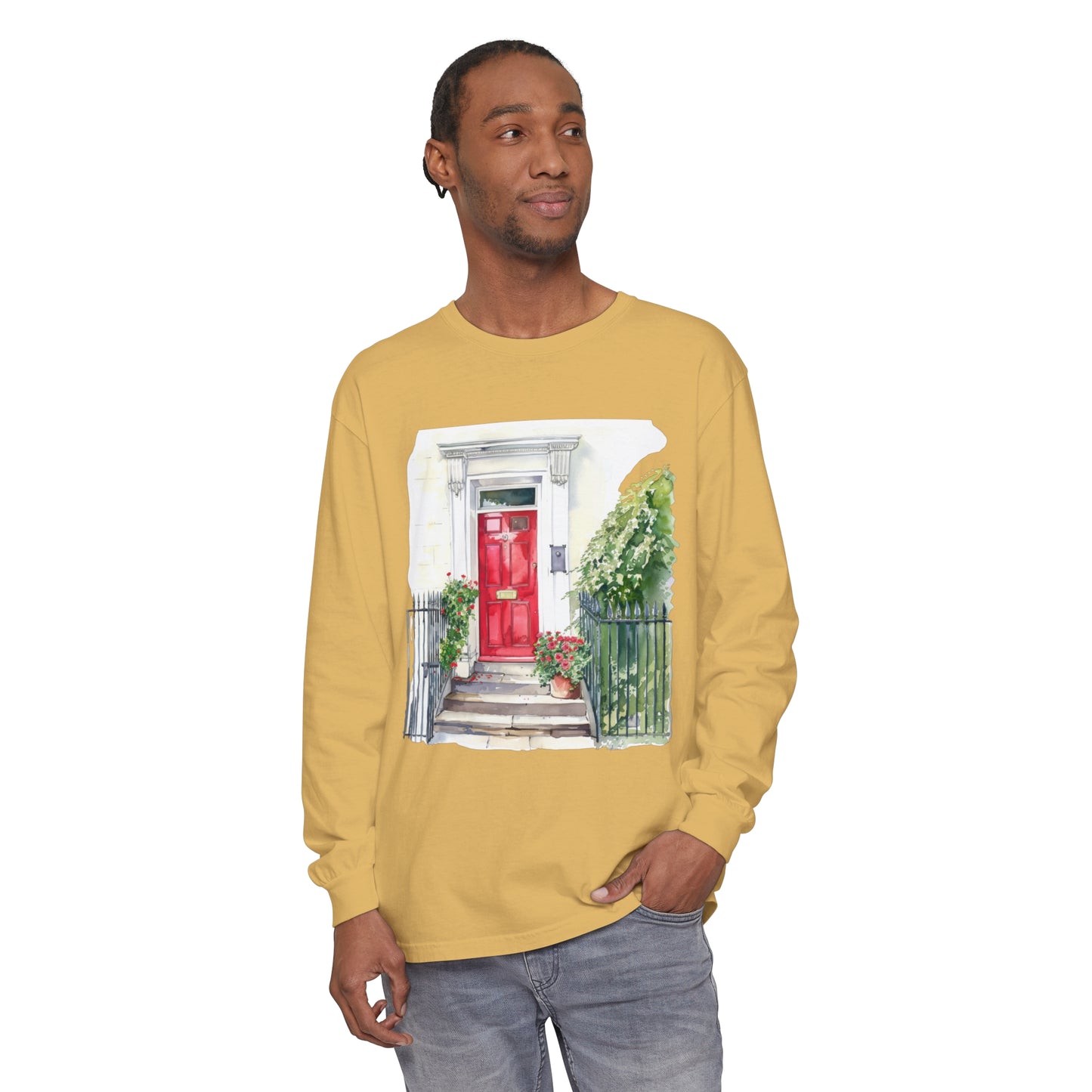 Unisex Garment-dyed Long Sleeve T-Shirt - England Aesthetics - Embracing Classic British Charm and Style