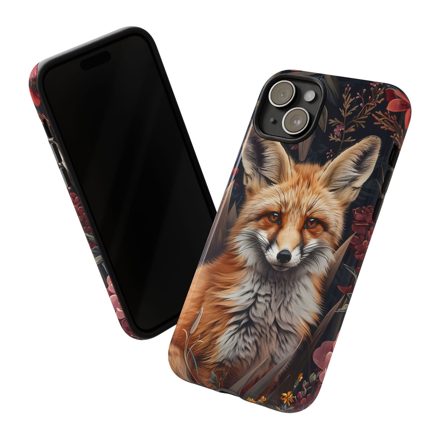 Fox Floral Phone Case, Tough Cases for Animal Lovers, Nature Themed Gift, Cute Phone Cover, Wild Fox Protector