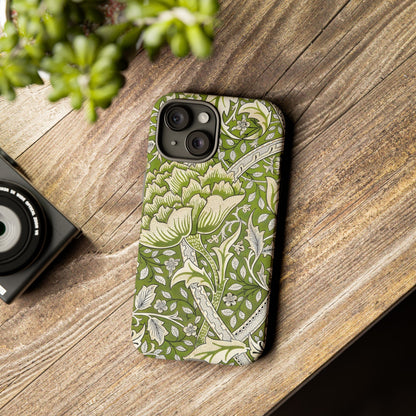 Stylish Phone Case with Floral Design, Durable Protective Cover for iPhone, Unique Gift for Birthdays, Mother's Day, Green Aesthetic