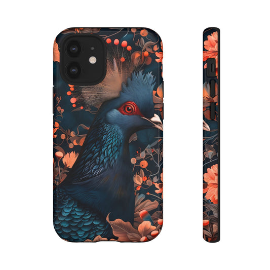 Vibrant Phone Case with Floral Peacock Design - Tough Cases, Artistic Phone Cover, Unique Gift for Nature Lovers, Stand Out Tech Accessory