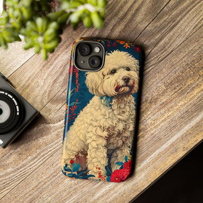 Cute Dog Phone Case, Pet Lover Gift, Floral Design Tough Case, Custom Dog Art, Birthday Gift for Dog Owners, Unique Phone Accessories