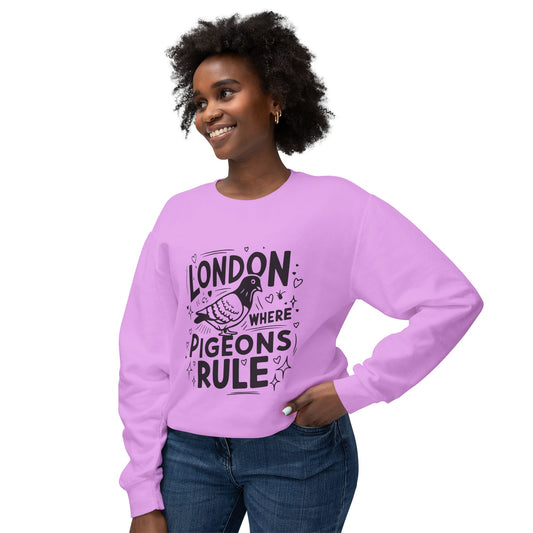 Unisex Lightweight Crewneck Sweatshirt - Pigeons Rule in London
