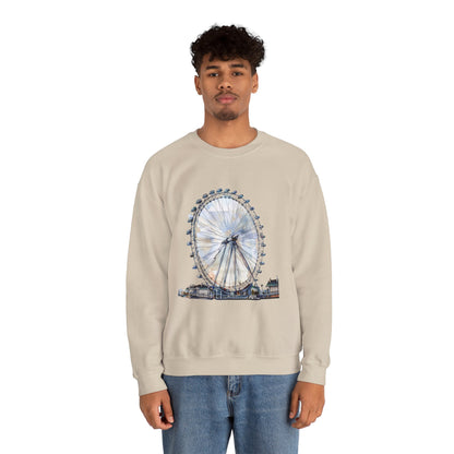 Unisex Heavy Blend™ Crewneck Sweatshirt Relaxed - London Eye Ferris Wheel and Cityscape View