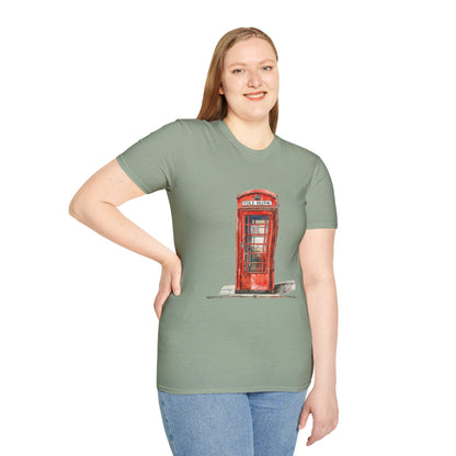 Unisex Softstyle T-Shirt - Iconic British Public Telephone - Classic Red Phone Box
