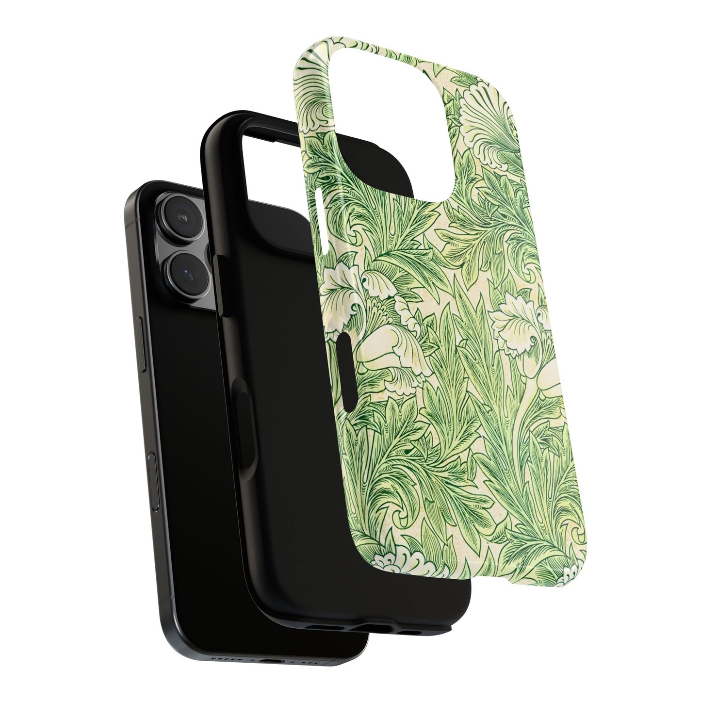 Green Floral Phone Case, Botanical iPhone Cover, Tough Phone Shell, Nature-inspired Gift, Eco-friendly Tech Accessory