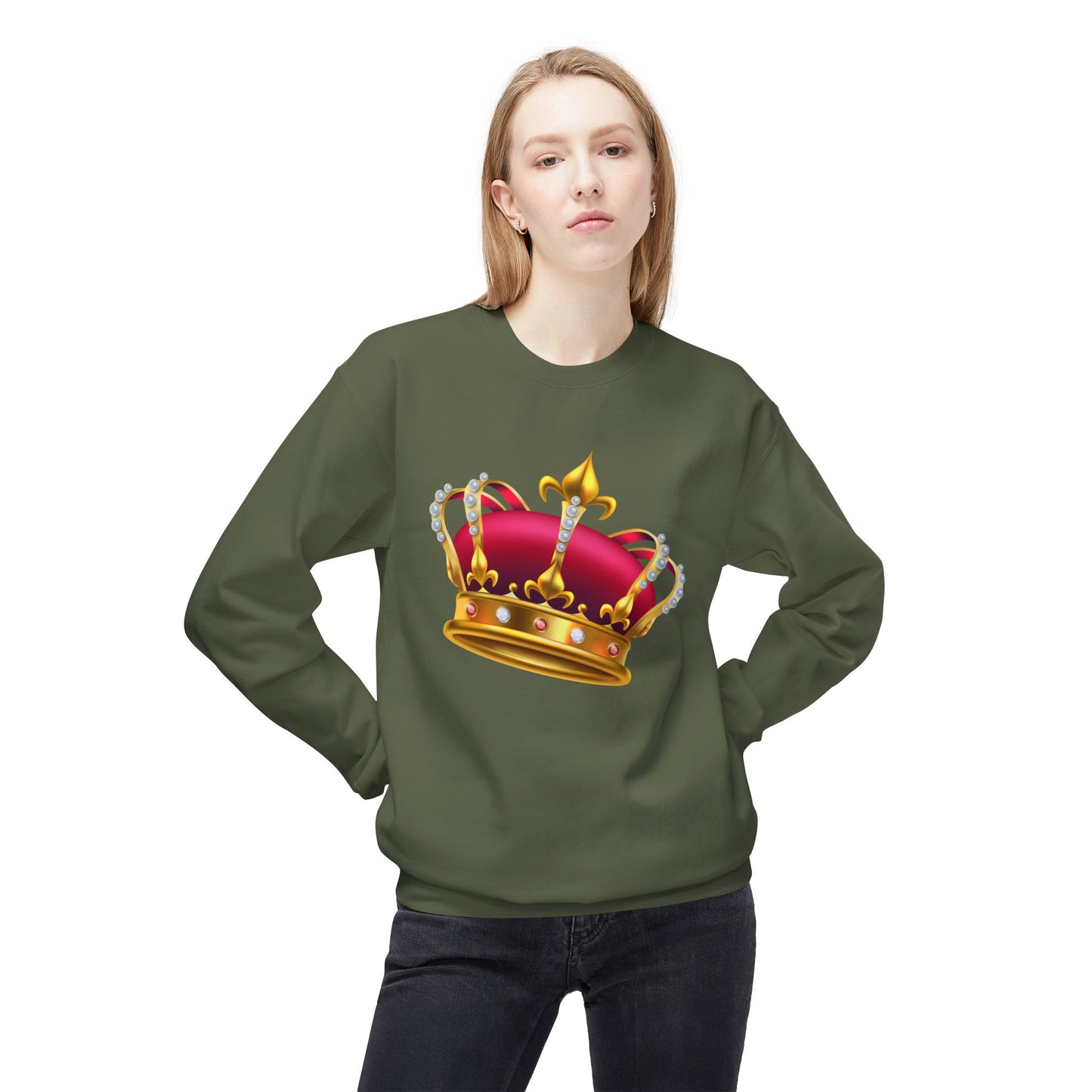 Unisex Midweight Softstyle Fleece Crewneck Sweatshirt - Regal Royal Umbrella - Elegant and Majestic Design